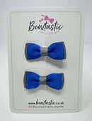 1.75 Inch Bow - Royal Blue & Metal Grey - 2 Pack