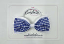 4 Inch Double Tuxedo Bow Bobble - Royal Blue & White Gingham