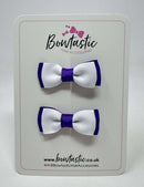 1.75 Inch Bow - White & Purple - 2 Pack