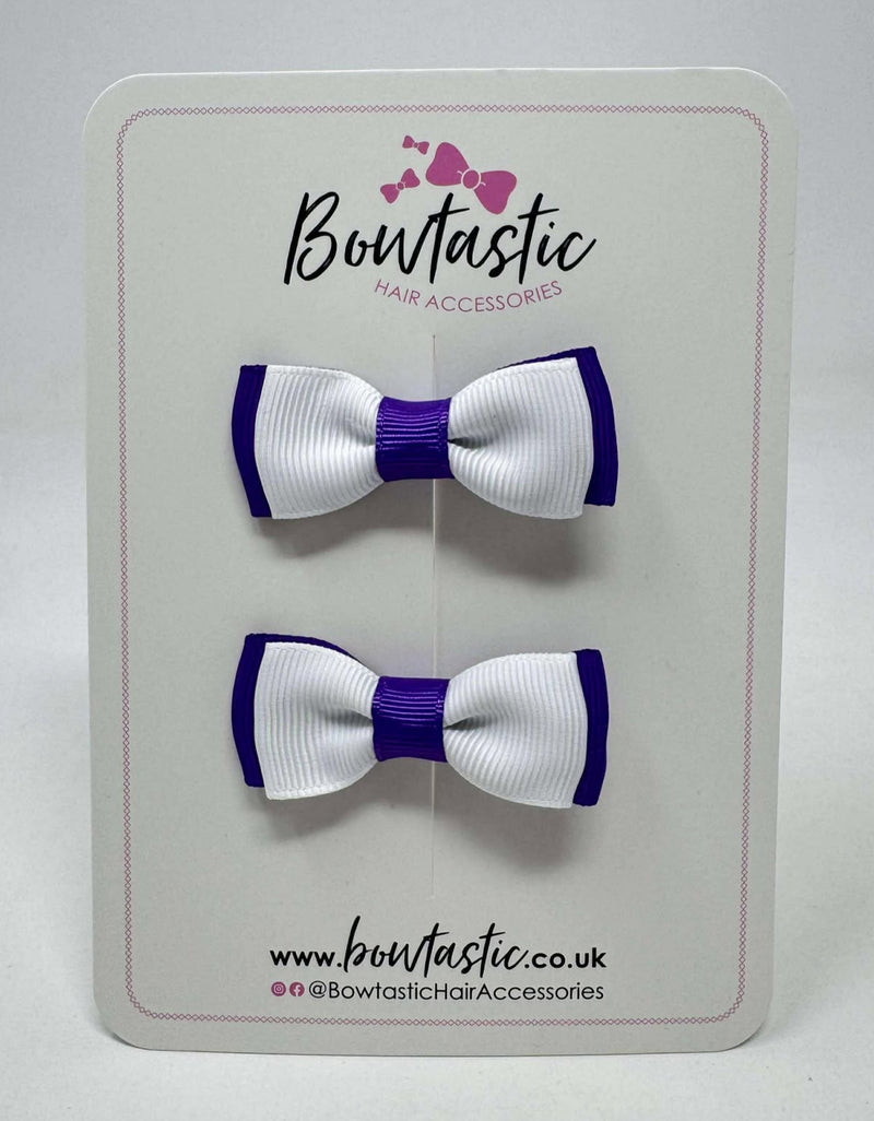 1.75 Inch Bow - White & Royal Blue - 2 Pack
