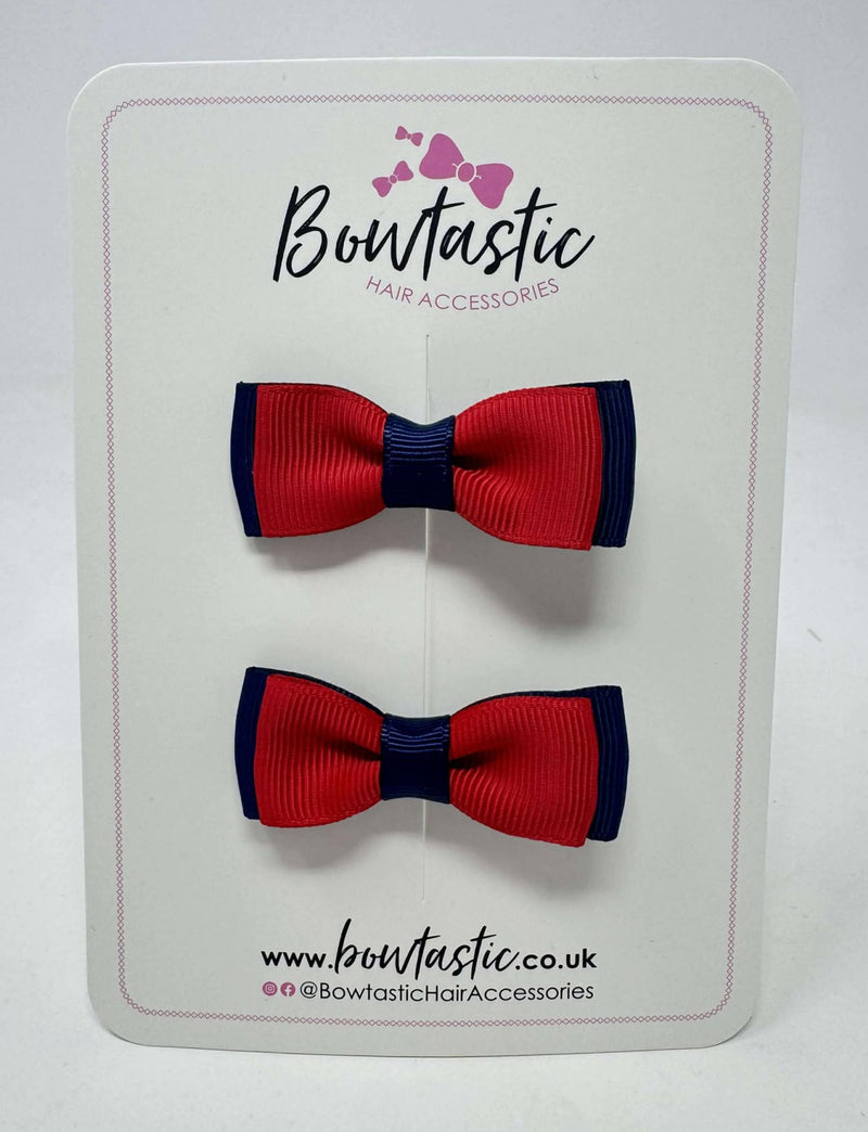 1.75 Inch Bow - Red & Navy - 2 Pack