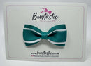 3 Inch 3 Layer Tuxedo Bow - Jade Green & White
