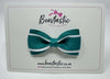 3 Inch 3 Layer Tuxedo Bow - Jade Green & White
