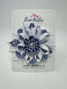 4 Inch Flower Bow - Navy & White Gingham