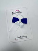 2.75 Inch Tail Bow Thin Elastic - Cobalt & White