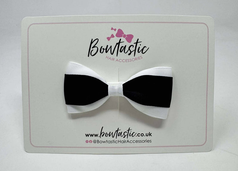 3 Inch Flat Thin Tuxedo Bow - Black & White