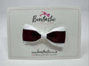 3 Inch Flat Thin Tuxedo Bow - Burgundy & White