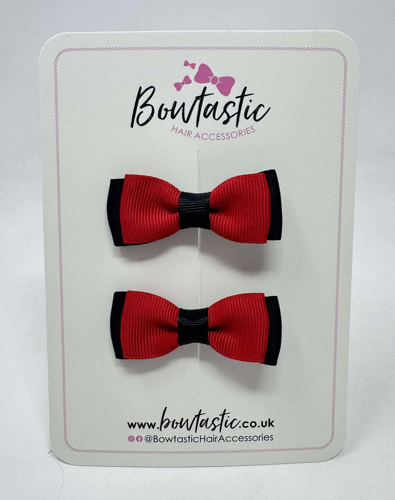 1.75 Inch Bow - Red & Black - 2 Pack