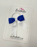 2.75 Inch Tail Bow Thin Elastic - Royal Blue & White
