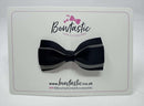 3 Inch 3 Layer Tuxedo Bow - Black & Metal Grey