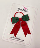 2.75 Inch Tail Bow Thin Elastic - Forest Green & Red