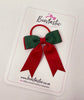 2.75 Inch Tail Bow Thin Elastic - Forest Green & Red