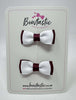 1.75 Inch Bow - White & Burgundy - 2 Pack