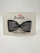 4 Inch Double Tuxedo Bow - Black & Black Gingham