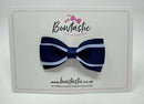 3 Inch 3 Layer Tuxedo Bow - Navy & Bluebell