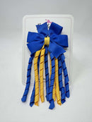 3 Inch Pinwheel Corker Bow - Royal Blue & Yellow Gold