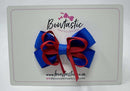 3 Inch Double Bow Style 2 - Red & Royal Blue