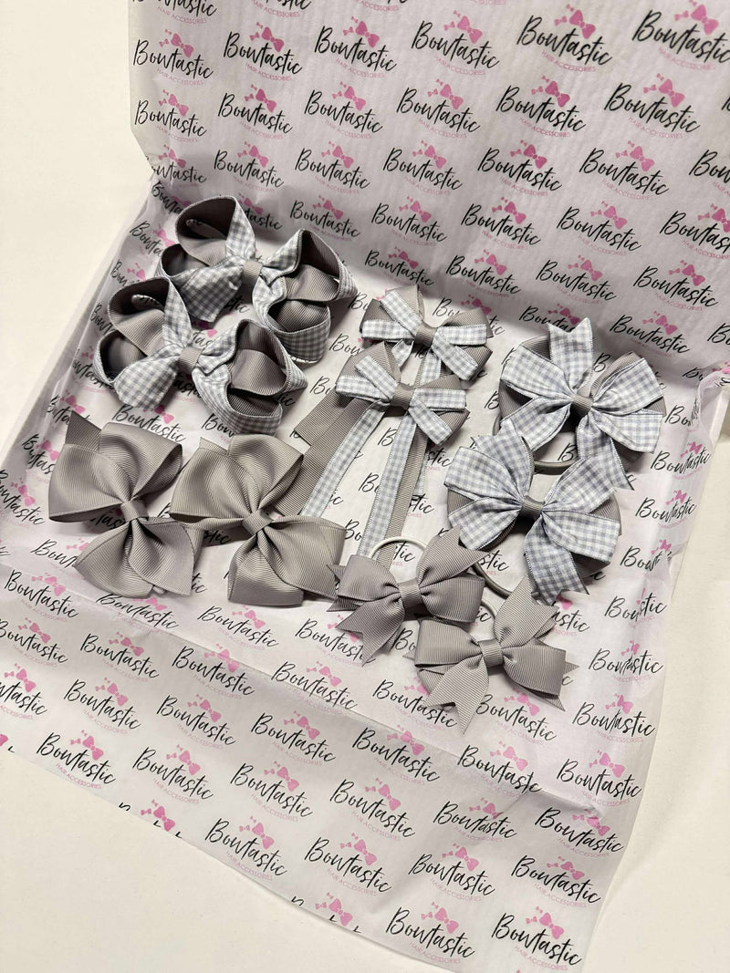 Surprise School Bundle - Matching Pairs - Silver & Grey Gingham