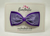 4 Inch Double Tuxedo Bow - Purple & Purple Gingham