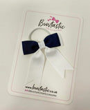 2.75 Inch Tail Bow Thin Elastic - Navy & White