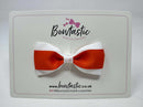 3 Inch Flat Thin Tuxedo Bow - Orange & White