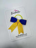 2.75 Inch Tail Bow Thin Elastic - Royal Blue & Yellow Gold