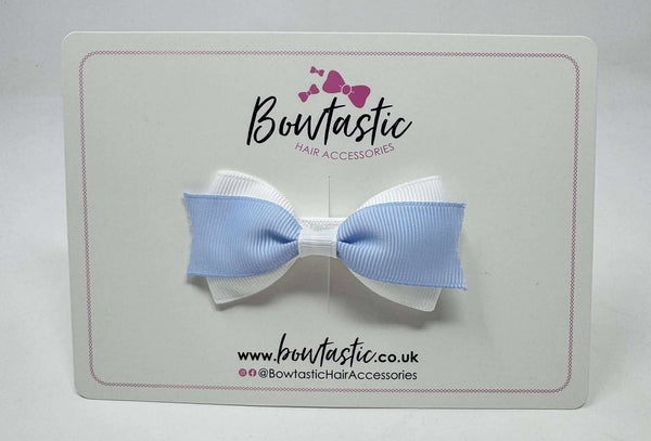 2.75 Inch 2 Layer Tuxedo Bow - Bluebell & White