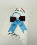 2.75 Inch Tail Bow Thin Elastic - Burgundy & Blue Mist