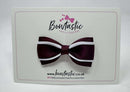 3 Inch 3 Layer Tuxedo Bow - Burgundy & White