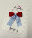 2.75 Inch Tail Bow Thin Elastic - Red & Bluebell