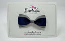 3 Inch Flat Thin Tuxedo Bow - Navy & Metal Grey