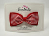 4 Inch Double Tuxedo Bow - Red & Red Gingham