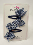 2.5 Inch Snap Clips - Navy Gingham - 2 Pack