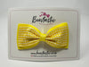 4 Inch Double Tuxedo Bow - Yellow & Yellow Gingham