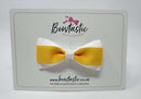 3 Inch Flat Tuxedo Bow - Yellow Gold & White