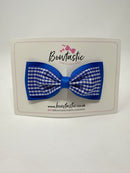 4 Inch Double Tuxedo Bow - Royal Blue & Royal Gingham