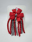 3 Inch Pinwheel Corker Bow - Red & Metal Grey