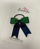 2.75 Inch Tail Bow Thin Elastic - Forest Green & Navy