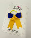 2.75 Inch Tail Bow Thin Elastic - Cobalt & Yellow Gold