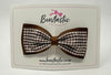 4 Inch Double Tuxedo Bow - Brown & Brown Gingham
