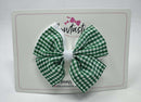 3.5 Inch 2 Layer Butterfly Bow - Green & White Gingham