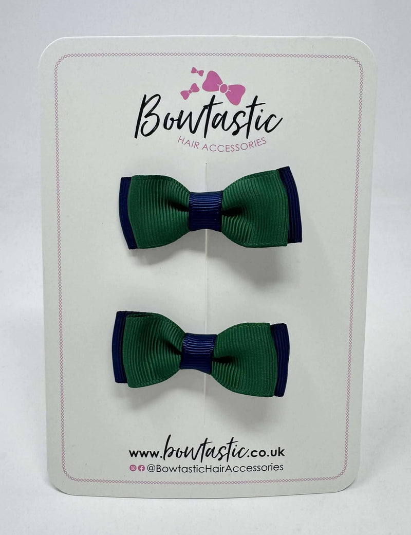 1.75 Inch Bow - Forest Green & Navy - 2 Pack