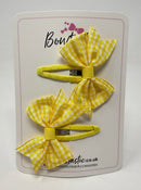 2.5 Inch Snap Clips - Yellow Gingham - 2 Pack