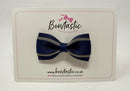 3 Inch 3 Layer Tuxedo Bow - Navy & Metal Grey