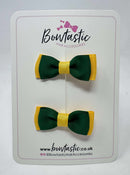 1.75 Inch Bow - Forest Green & Yellow Gold - 2 Pack