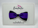 3 Inch Flat Thin Tuxedo Bow - Purple & Black