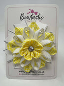 4 Inch Flower Bow - Lemon & White Gingham