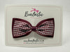 4 Inch Double Tuxedo Bow - Burgundy & Burgundy Gingham