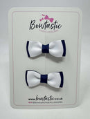 1.75 Inch Bow - White & Navy - 2 Pack