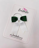 2.75 Inch Tail Bow Thin Elastic - Forest Green & White